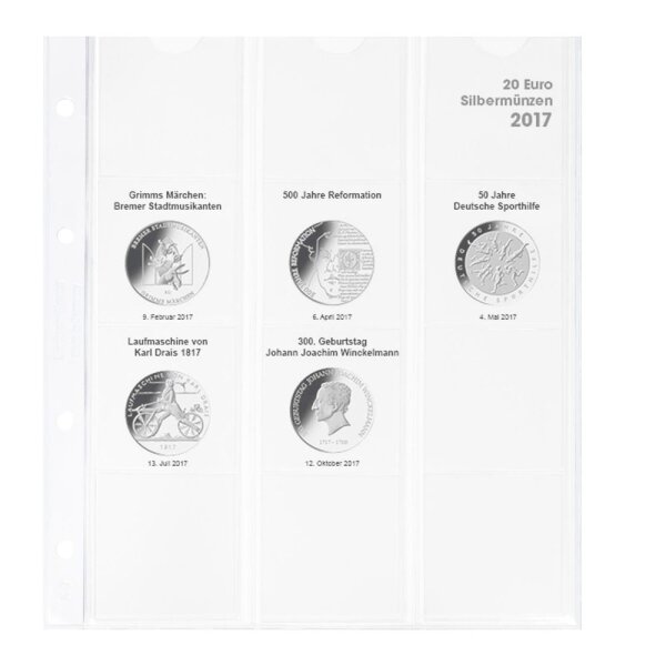 Lindner Vordruckblatt f. 20 Euro - Gedenkm&uuml;nzen Deutschland 2017