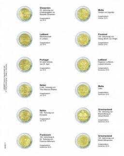 Vordruckblatt 2 Euro: Slowenien 2016 - Griechenland 2016