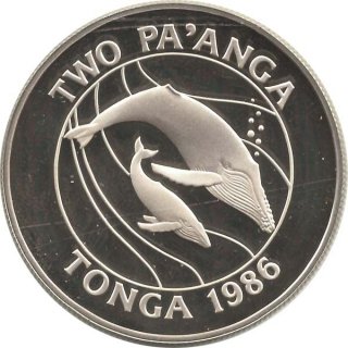 Tonga 1986 - Wal 2 Paanga - Silber*