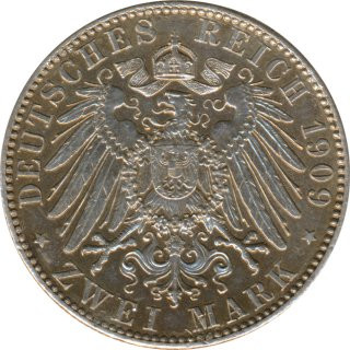 Sachsen 2 Mark 1909 E 500 Jahre Universit�t Leipzig Silber*