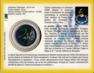Luxemburg 2 Euro 2009 10 Jahre W�hrungsunion in Karte*