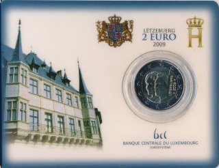 Luxemburg 2 Euro 2009 Grossherzogin Charlotte in Karte*