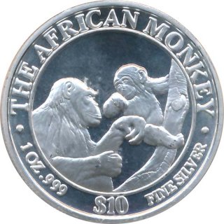 Somali Republic 1999 - Affe 1 Oz Silber*