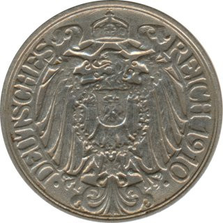 Deutsches Reich 25 Pfennig 1910 E Nickel*