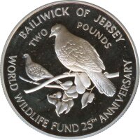 Jersey 2 Pounds 1987 25 Jahre World Wildlife Fund Silber im Folder*