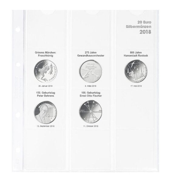 Lindner Vordruckblatt f. 20 Euro - Gedenkm&uuml;nzen Deutschland 2018