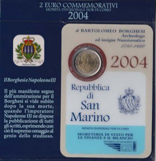 San Marino 2 Euro 2004 Bartolomeo Borghesi im Folder*