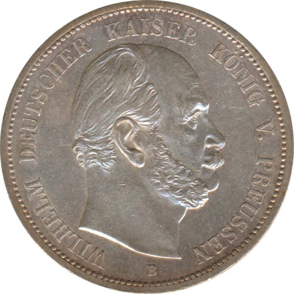 Preussen 5 Mark 1875 B Wilhelm I Silber*