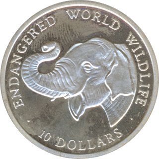 Cook Islands 10 Dollars 1990 PP Elefanten Silber*