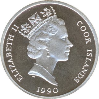 Cook Islands 10 Dollars 1990 PP Elefanten Silber*