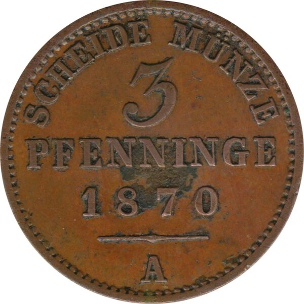 Preussen 3 Pfennig 1870 A Wilhelm I*