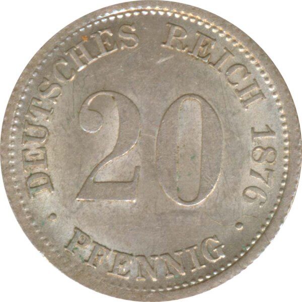 Deutsches Reich 20 Pfennig 1876 D Silber*