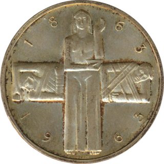 Schweiz 5 Franken 1963 B 100 Jahre Rotes Kreuz Silber*