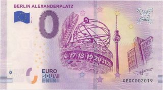 0 Euro Souvenir Schein 2019 - Berlin - Alexander Platz #2019*