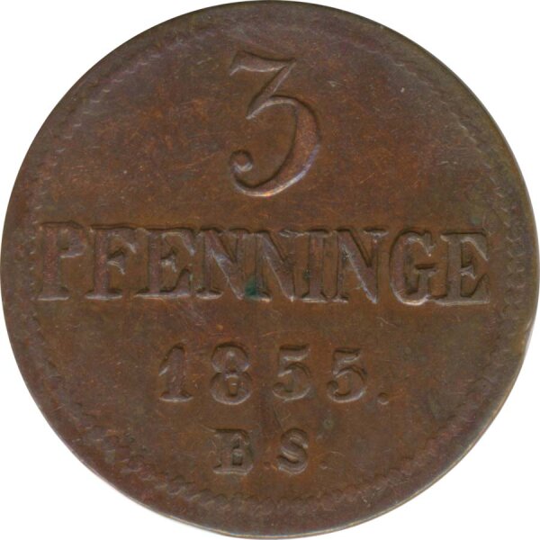 Rostock 3 Pfennig 1855 BS Stadtwappen*