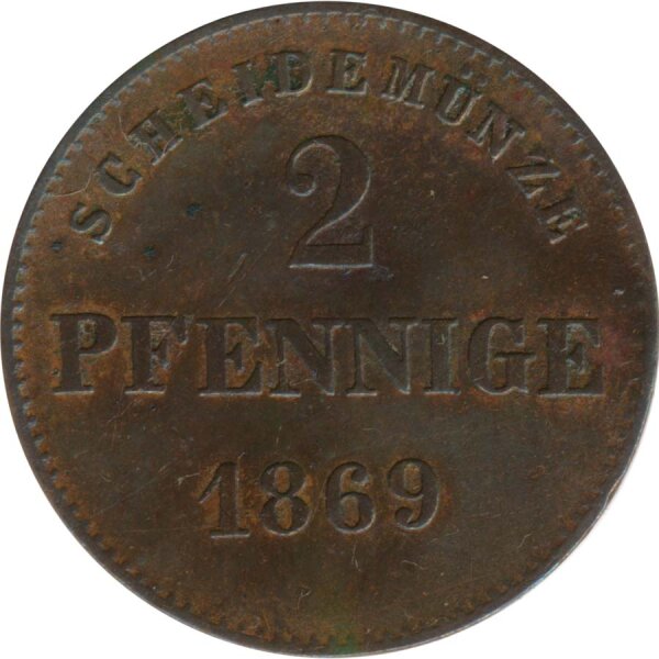 Sachsen-Meiningen 2 Pfennig 1869 Georg II*