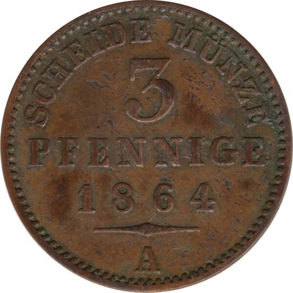 Reuss ältere Linie 3 Pfennig 1864 A Heinrich XXII*