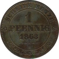 Sachsen 1 Pfennig 1863 B Johann*