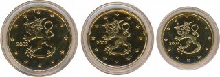 Finnland Set aus 3 Münzen (50, 20 & 10 Cent) 2002 PP aus Satz*