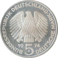 BRD 5 DM 1974 F 25 Jahre Grundgesetz Silber*