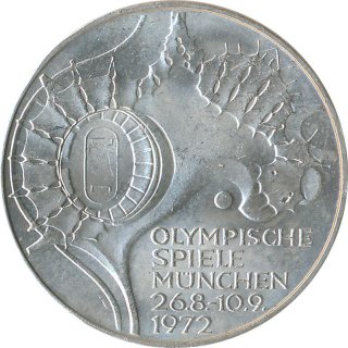 BRD 10 DM 1972 D Olympische Spiele J. 404 Silber*