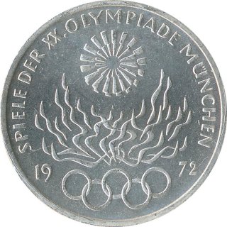 BRD 10 DM 1972 F Olympische Spiele J. 405 Silber*