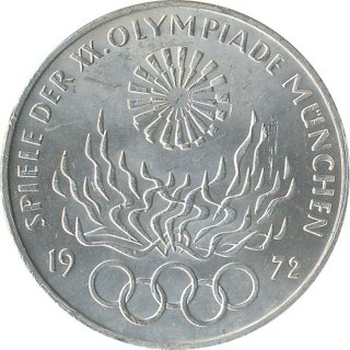 BRD 10 DM 1972 G Olympische Spiele J. 405 Silber*