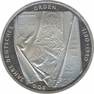 BRD 10 DM 1990 J 800 Jahre Deutscher Orden Silber*