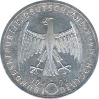 BRD 10 DM 1992 G K&auml;the Kollwitz Silber*