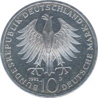 BRD 10 DM 1992 D Pour le Merite Silber*