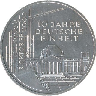 BRD 10 DM 2000 D 10 Jahre Deutsche Einheit Silber*