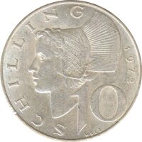 &Ouml;sterreich 10 Schilling 1972 Wachauerin Silber*