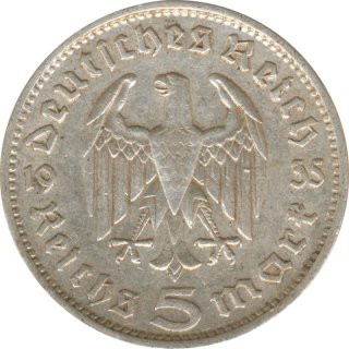 Drittes Reich 5 Mark 1935 J Paul von Hindenburg Silber*