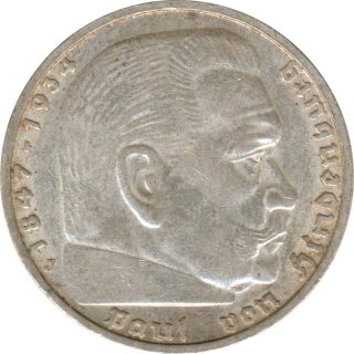Drittes Reich 5 Mark 1936 J Paul von Hindenburg Silber*
