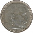 Drittes Reich 2 Mark 1937 D Paul von Hindenburg Silber*