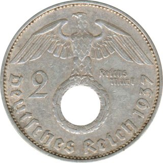 Drittes Reich 2 Mark 1937 A Paul von Hindenburg Silber*