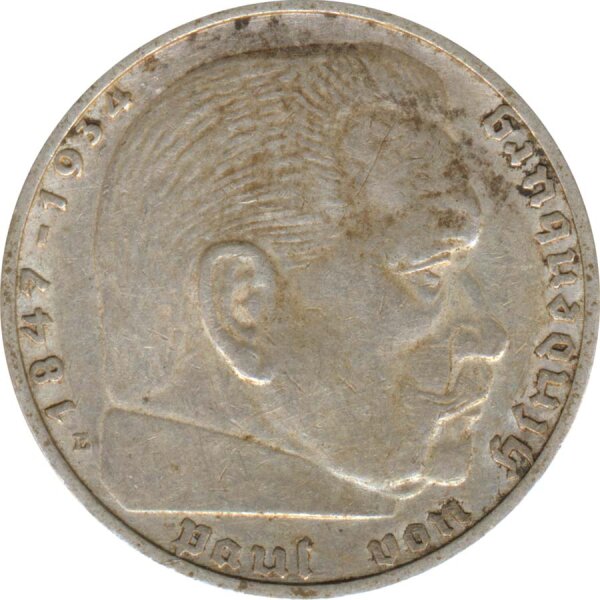 Drittes Reich 2 Mark 1937 E Paul von Hindenburg Silber*