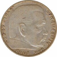 Drittes Reich 2 Mark 1937 G Paul von Hindenburg Silber*