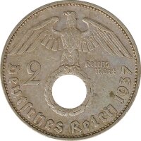 Drittes Reich 2 Mark 1937 G Paul von Hindenburg Silber*