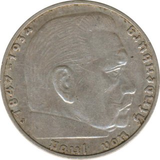 Drittes Reich 2 Mark 1937 J Paul von Hindenburg Silber*