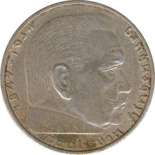 Drittes Reich 2 Mark 1938 A Paul von Hindenburg Silber*