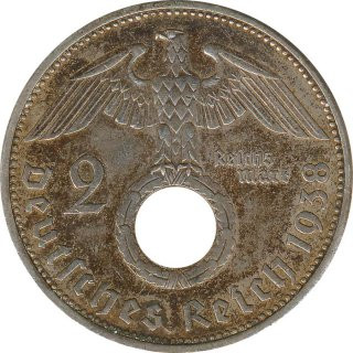 Drittes Reich 2 Mark 1938 A Paul von Hindenburg Silber*