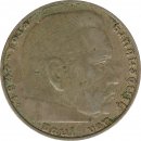 Drittes Reich 2 Mark 1938 D Paul von Hindenburg Silber*
