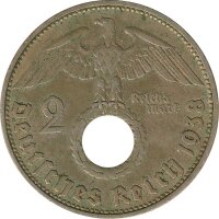 Drittes Reich 2 Mark 1938 D Paul von Hindenburg Silber*