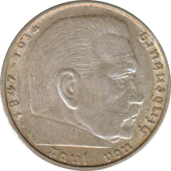 Drittes Reich 2 Mark 1939 B Paul von Hindenburg Silber*