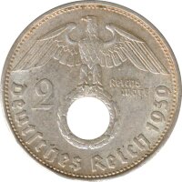 Drittes Reich 2 Mark 1939 B Paul von Hindenburg Silber*