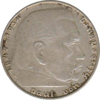 Drittes Reich 2 Mark 1939 D Paul von Hindenburg Silber*