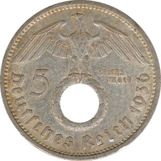 Drittes Reich 5 Mark 1936 A Paul von Hindenburg J. 367 Silber*