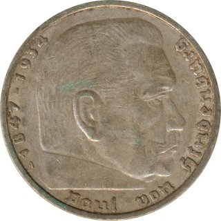 Drittes Reich 5 Mark 1937 A Paul von Hindenburg J. 367...