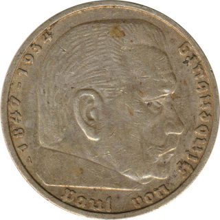 Drittes Reich 5 Mark 1938 A Paul von Hindenburg J. 367...